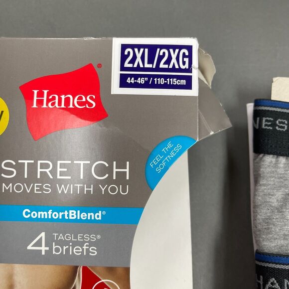 Hanes Men's Underwear Briefs Tagless 2XL 44/46 Comfort Blend Gray Black Lot of 2 - Picture 3 of 5